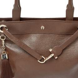 مملوكة مسبقًا حقيبة يد أيغنر كافالينا جلد بني