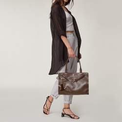 مملوكة مسبقًا حقيبة يد أيغنر كافالينا جلد بني