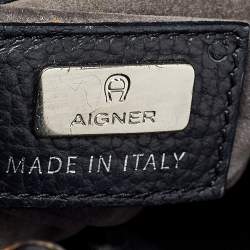 Aigner Black Leather Messenger Bag