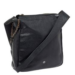 Aigner Black Leather Messenger Bag