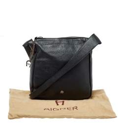 Aigner Black Leather Messenger Bag