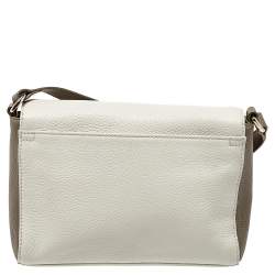 Pre Owned Aigner Two Tone Leather Flap Crossbody Bag