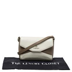 Pre Owned Aigner Two Tone Leather Flap Crossbody Bag