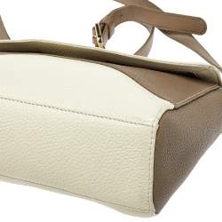 Pre Owned Aigner Two Tone Leather Flap Crossbody Bag