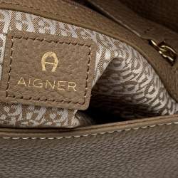 Pre Owned Aigner Two Tone Leather Flap Crossbody Bag