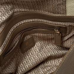 Pre Owned Aigner Two Tone Leather Flap Crossbody Bag