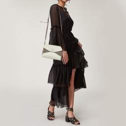 Pre Owned Aigner Two Tone Leather Flap Crossbody Bag