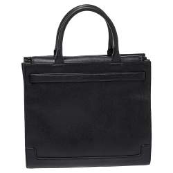 Pre Owned Aigner Black Leather Turnlock Tote