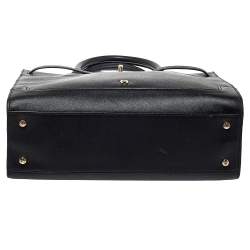 Pre Owned Aigner Black Leather Turnlock Tote