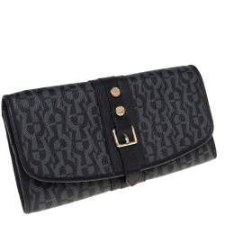 Pre Owned محفظة كونتينتال إيغنر قلاب إبزيم جلد وكانفاس مقوى مونوغرامية سوداء 