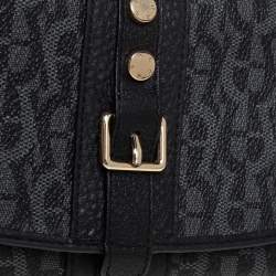 Pre Owned محفظة كونتينتال إيغنر قلاب إبزيم جلد وكانفاس مقوى مونوغرامية سوداء 