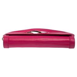 Pre Owned Aigner Pink Leather Cavallina Flap Clutch Bag