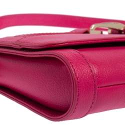 Pre Owned Aigner Pink Leather Cavallina Flap Clutch Bag