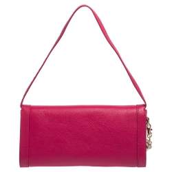 Pre Owned Aigner Pink Leather Cavallina Flap Clutch Bag