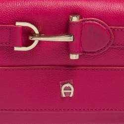 Pre Owned Aigner Pink Leather Cavallina Flap Clutch Bag