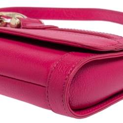Pre Owned Aigner Pink Leather Cavallina Flap Clutch Bag
