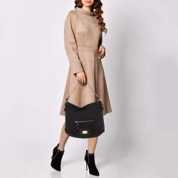 Pre Owned Aigner Black Monogram Fabric Hobo