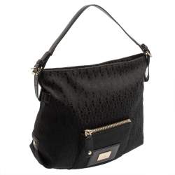 Pre Owned Aigner Black Monogram Fabric Hobo
