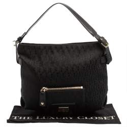 Pre Owned Aigner Black Monogram Fabric Hobo