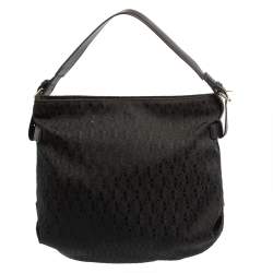 Pre Owned Aigner Black Monogram Fabric Hobo