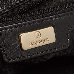 Pre Owned Aigner Black Monogram Fabric Hobo