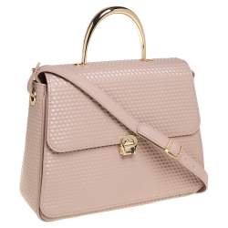 Pre Owned حقيبة يد علوية أيغنر جنوفيفا أم جلد منقوشة وردي نود