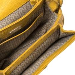 Pre Owned Aigner Mustard Yellow Leather Genoveva Top Handle Bag
