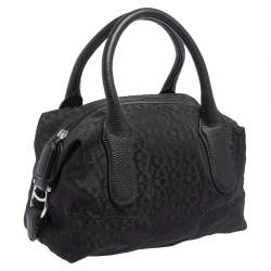 Pre Owned Aigner Black Signature Nylon and Leather Satchel