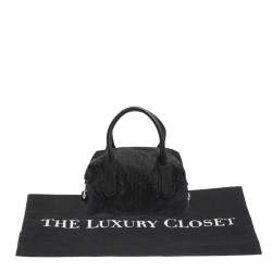 Pre Owned Aigner Black Signature Nylon and Leather Satchel