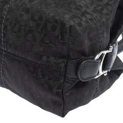 Pre Owned Aigner Black Signature Nylon and Leather Satchel