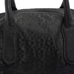 Pre Owned Aigner Black Signature Nylon and Leather Satchel