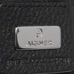 Pre Owned Aigner Black Signature Nylon and Leather Satchel