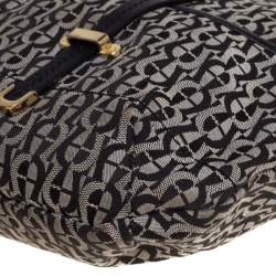 مملوكة مسبقًا حقيبة هوبو أيغنر جيب جلد وكانفاس مطبوع نقشة شعار الماركة أسود