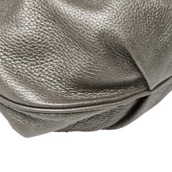 Aigner Metallic Grey Leather Satchel