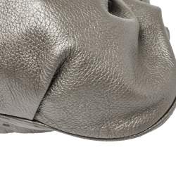 Aigner Metallic Grey Leather Satchel