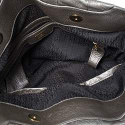 Aigner Metallic Grey Leather Satchel