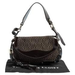 Pre Owned Aigner Brown Signature Canvas and Patent Leather Hobo