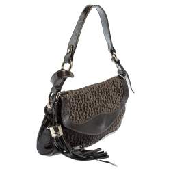 Pre Owned Aigner Brown Signature Canvas and Patent Leather Hobo