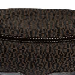 Pre Owned Aigner Brown Signature Canvas and Patent Leather Hobo