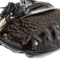 Pre Owned Aigner Brown Signature Canvas and Patent Leather Hobo