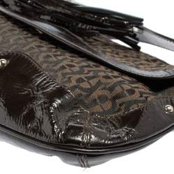 Pre Owned Aigner Brown Signature Canvas and Patent Leather Hobo