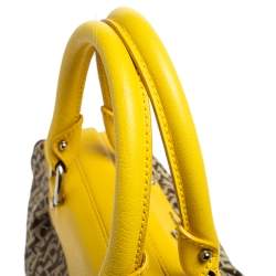 Pre Owned Aigner Beige/Yellow Leather and Canvas Satchel