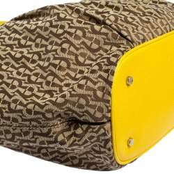 Pre Owned Aigner Beige/Yellow Leather and Canvas Satchel
