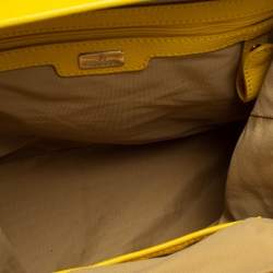 Pre Owned Aigner Beige/Yellow Leather and Canvas Satchel