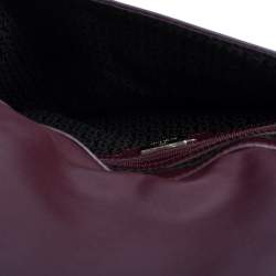 Aigner Burgundy Logo Embossed Leather Flap Crossbody Bag