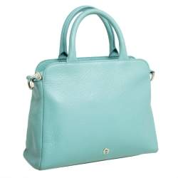 Pre Owned Aigner Mint Green Leather Satchel