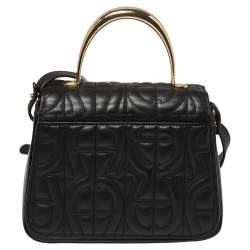 Pre Owned حقيبة أيغنر "غينوڨيڨا" يد علوية جلد منقوش أسود