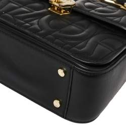 Pre Owned حقيبة أيغنر "غينوڨيڨا" يد علوية جلد منقوش أسود