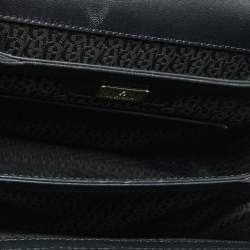 Pre Owned حقيبة أيغنر "غينوڨيڨا" يد علوية جلد منقوش أسود