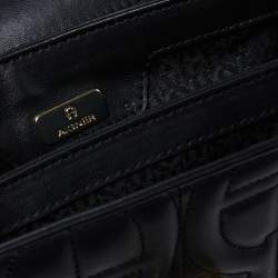 Pre Owned حقيبة أيغنر "غينوڨيڨا" يد علوية جلد منقوش أسود